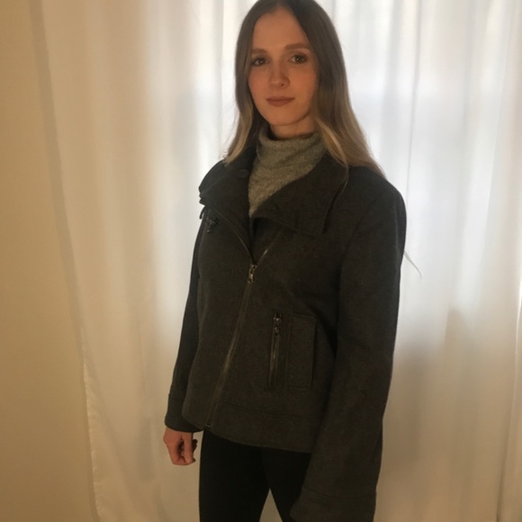 Izod Outerwear Wool Blend Motorcycle Jacket, Gray - Picture 8 of 16